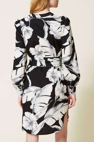 Vestido-camisa Preto e cru