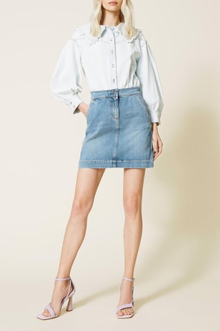 Vestido efeito ilusório de ganga Azul