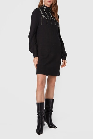 Vestido-camisola em lã e angorá - Preto