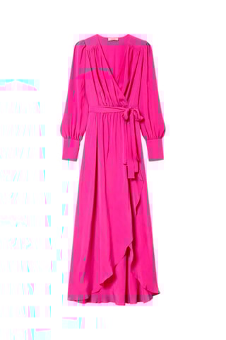 Vestido traçado em seda - Fúcsia