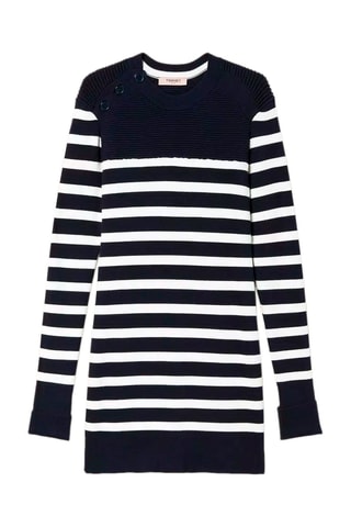 Vestido-camisola - Azul-marinho e branco