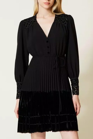 Vestido bi-matéria - Preto