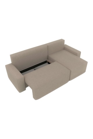 Canapé d'angle réversible convertible Teo - Grège - 4 places - En tissu velours côtelé