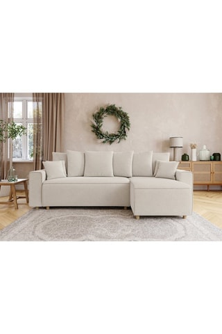 Canapé d'angle droit convertible Chartrons - Beige - 4 places - En velours côtelé