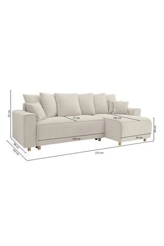 Canapé d'angle droit convertible Chartrons - Beige - 4 places - En velours côtelé