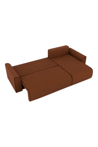 Canapé d'angle droit convertible Capucins - Terracotta - 4 places - En velours côtelé