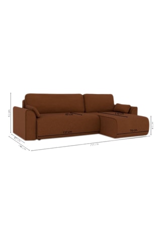 Canapé d'angle droit convertible Capucins - Terracotta - 4 places - En velours côtelé