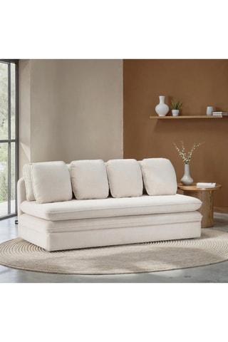 Banquette droite convertible Noma - Grège - 3 places - En tissu bouclette