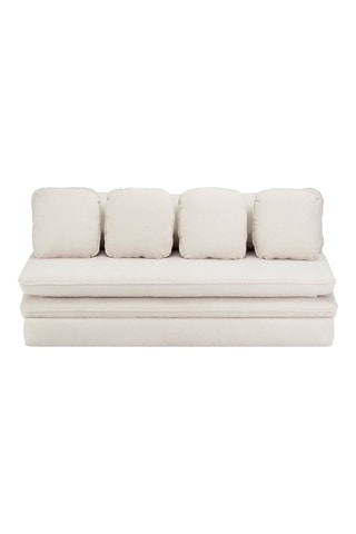 Banquette droite convertible Noma - Grège - 3 places - En tissu bouclette