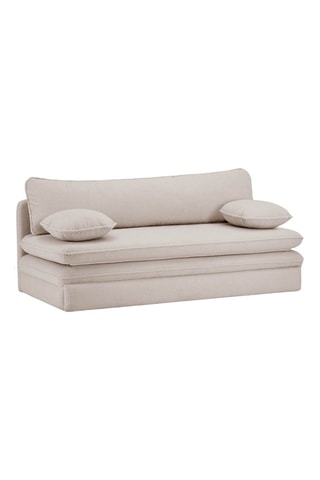 Banquette droite convertible Noma - Taupe - 3 places - En tissu bouclette