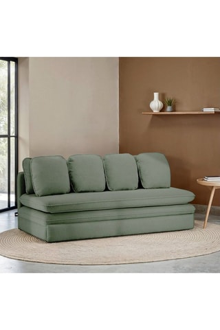 Banquette droite convertible Noma - kaki - 3 places - En tissu bouclette