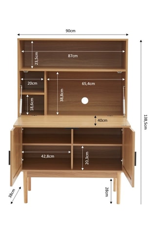 Secrétaire 3 portes Amana - Naturel