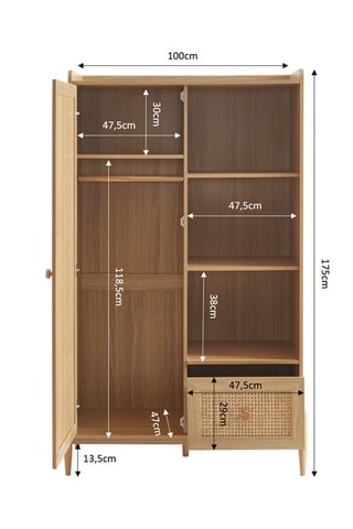 Armoire 1 porte Pablo - Naturel