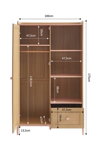 Armoire 1 porte Pablo - Naturel et rose