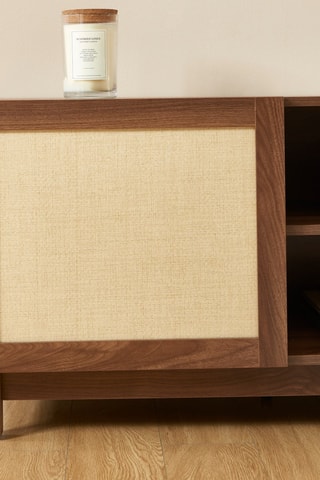 Meuble TV 2 portes en bois d'hévéa Haria - 150 x 63 x 41 cm