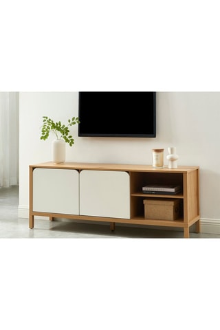 Meuble TV 2 portes en bois d’hévéa Kilda - 140 x 54 x 39 cm