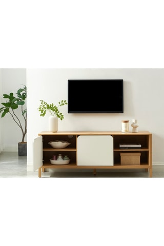 Meuble TV 2 portes en bois d’hévéa Kilda - 140 x 54 x 39 cm