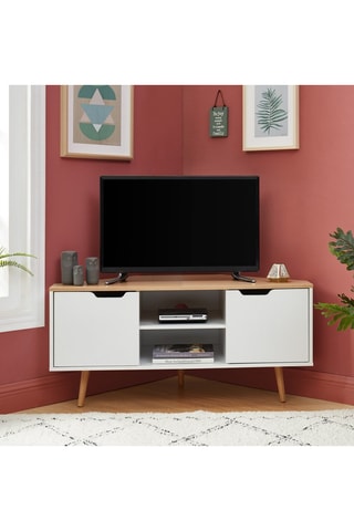 Meuble TV d'angle 2 portes Lyna - 115 x 55 x 53,5 cm