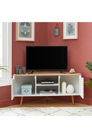 Meuble TV d'angle 2 portes Lyna - 115 x 55 x 53,5 cm