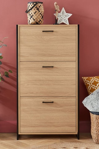 Meuble à chaussures 3 abattants Archi - Imitation bois