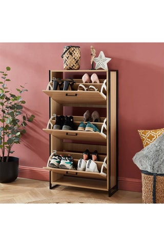 Meuble à chaussures 3 abattants Archi - Imitation bois