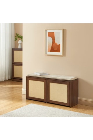 Meuble à chaussures 2 abattants en bois d’hévéa Haria - 100 x 45 x 30 cm