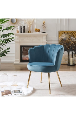 Fauteuil Callista - Bleu - En tissu velours