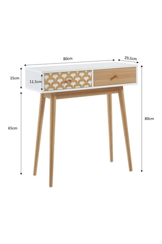 Console 2 tiroirs Utah - Blanc et imitation bois