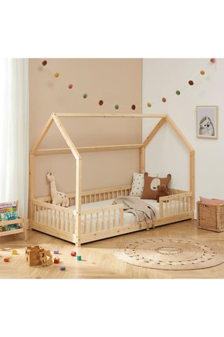 Lit cabane avec barrières Tiny - Naturel