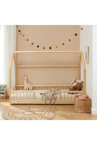 Lit cabane avec barrières Tiny - Naturel