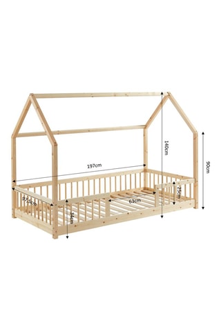 Lit cabane avec barrières Tiny - Naturel