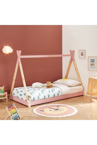 Lit tipi enfant Tiny - Rose et naturel