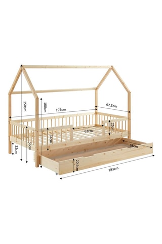 Lit cabane avec sommier Tiny - Naturel