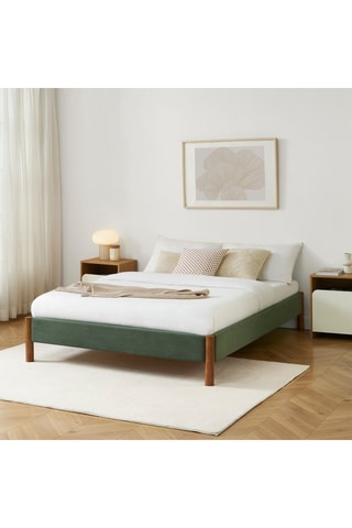 Lit avec sommier en bois d’eucalyptus et bois d’hévéa Bowi - Couchage 140 x 190 cm