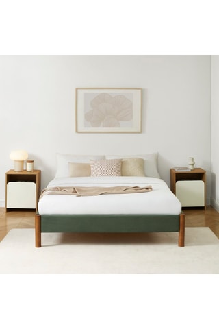 Lit avec sommier en bois d’eucalyptus et bois d’hévéa Bowi - Couchage 140 x 190 cm