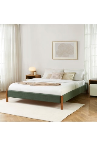 Lit avec sommier en bois d’eucalyptus et bois d’hévéa Bowi - Couchage 160 x 200 cm