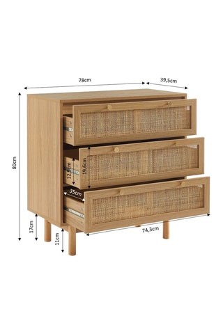 Commode 3 tiroirs Helena - 78 x 80 x 39,5 cm