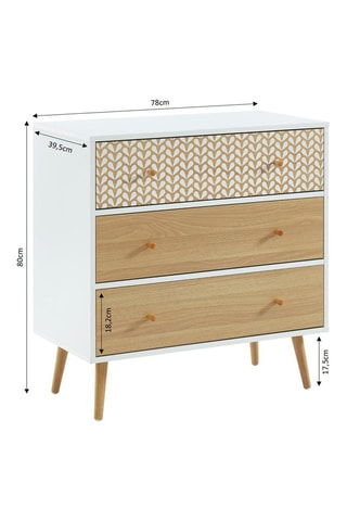 Commode 3 tiroirs Capucine - 78 x 80 x 40 cm