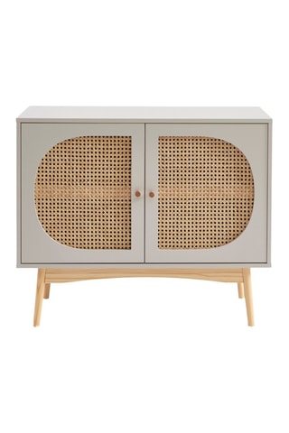 Buffet 2 portes en rotin et pin massif Sixtine - 90 x 75 x 40 cm