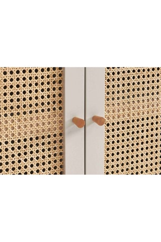 Buffet 2 portes en rotin et pin massif Sixtine - 90 x 75 x 40 cm