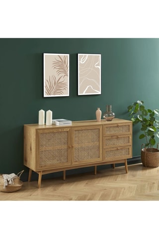 Buffet 2 portes Ines - Imitation chêne - 150 x 75 x 40 cm