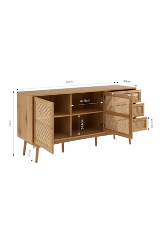 Buffet 2 portes Ines - Imitation chêne - 150 x 75 x 40 cm