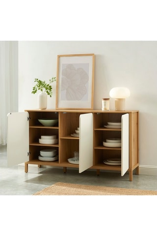 Buffet 3 portes en bois d’hévéa Kilda - 140 x 80 x 39 cm