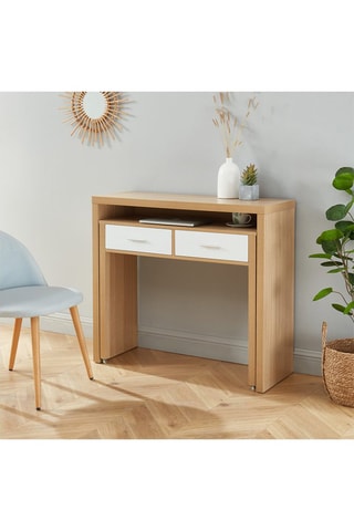 Bureau extensible 2 tiroirs Studio - Imitation bois