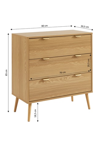 Commode 3 tiroirs Jeanne - 85 x 80 x 39,5 cm