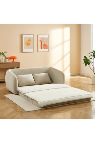 Canapé convertible Paz - Beige - 2   places - Revêtement en tissu chenille