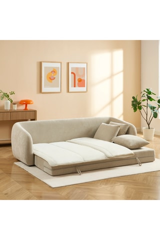 Canapé convertible Paz - Beige - 3 places - Revêtement en tissu chenille