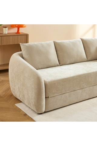 Canapé convertible Paz - Beige - 3 places - Revêtement en tissu chenille