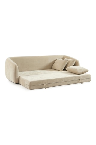 Canapé convertible Paz - Beige - 3 places - Revêtement en tissu chenille