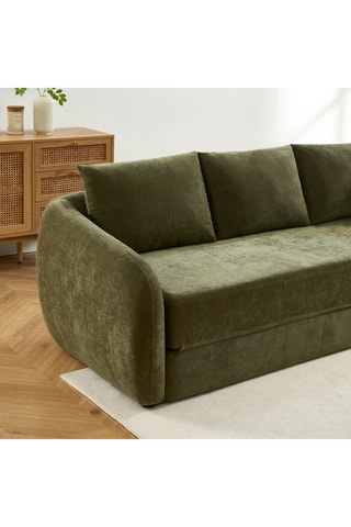 Canapé convertible Paz - Vert - 3 places - Revêtement en tissu chenille